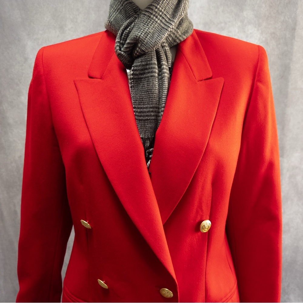 Vintage Pendleton Red 100% Virgin Wool Double Breasted Blazer Jacket, size 12 - Picture 9 of 9
